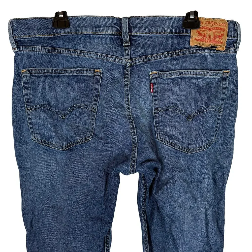 Levi's 514 Jeans Mens 36x32 Blue Denim Stretch Medium Wash Mid-Rise Straight Fit